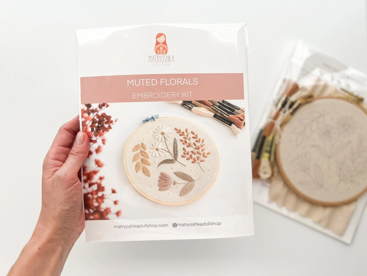 Muted Florals Embroidery Kit by Matryoshka Doll Shop