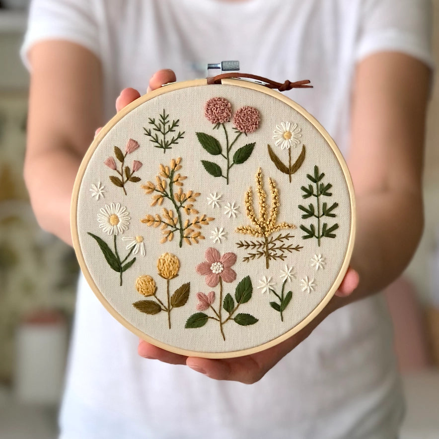 Vintage Wildflowers Embroidery Kit by Matryoshka Doll Shop