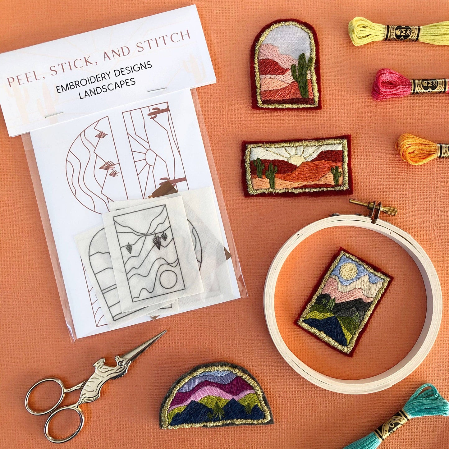 Landscape Hand Embroidery - Peel Stick & Stitch Patterns