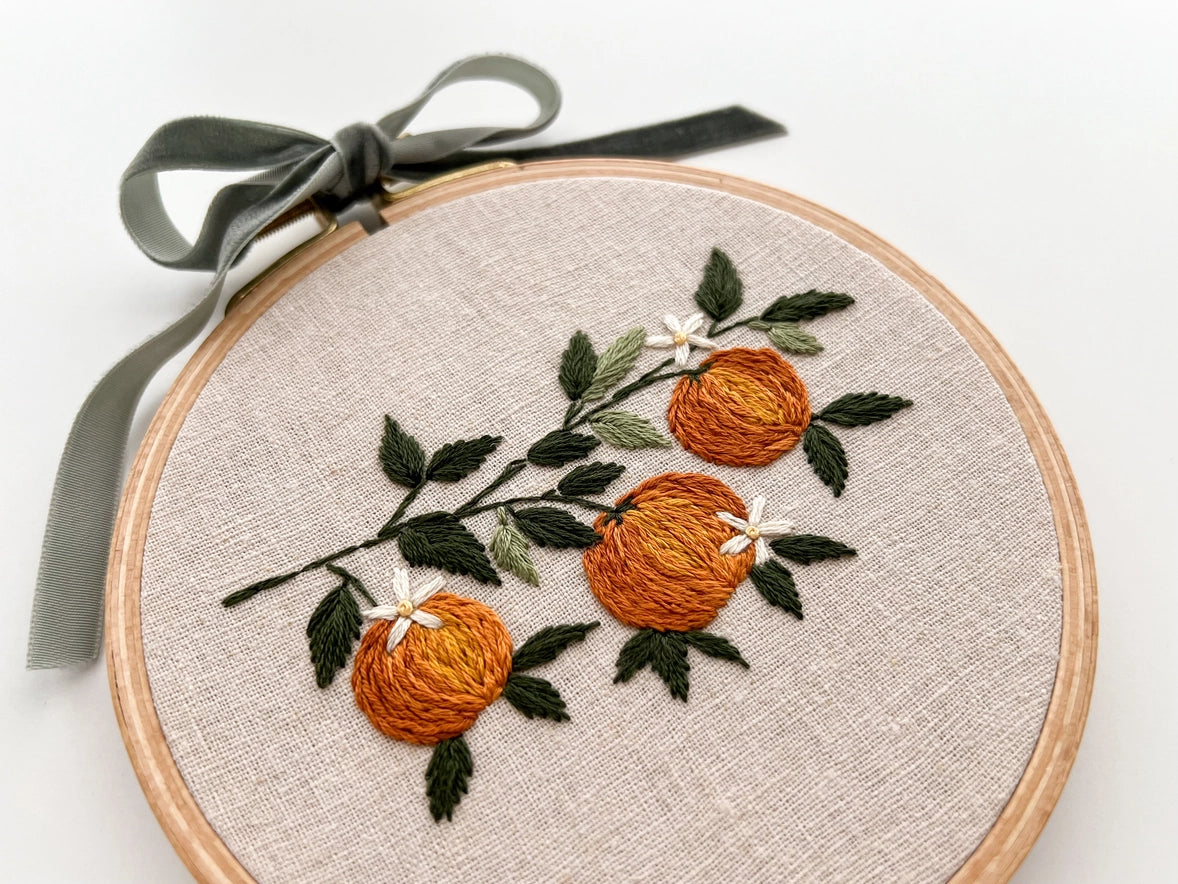 Orange Branch Embroidery Kit by Matryoshka Doll Shop