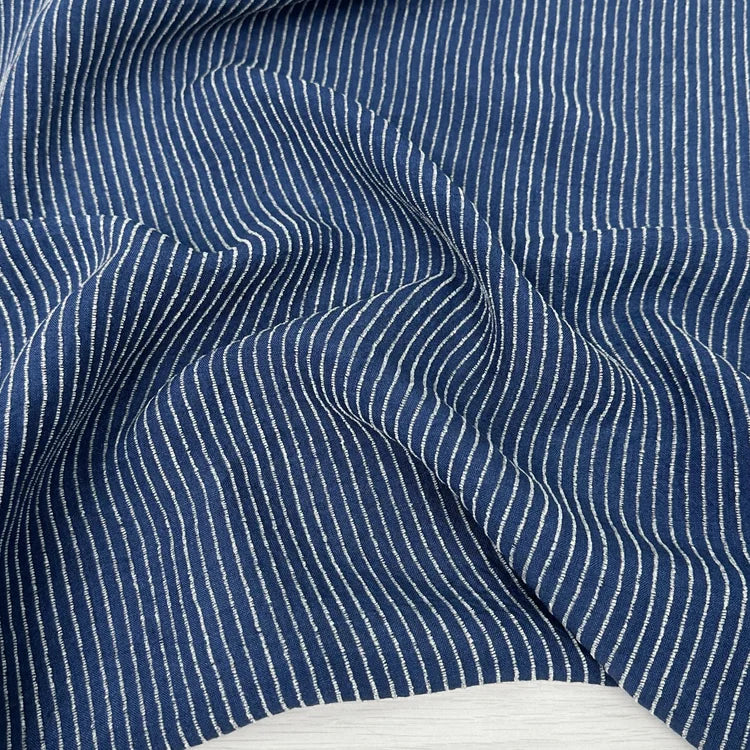 Bella Stripe Linen/Rayon Blend in Indigo - PRESALE