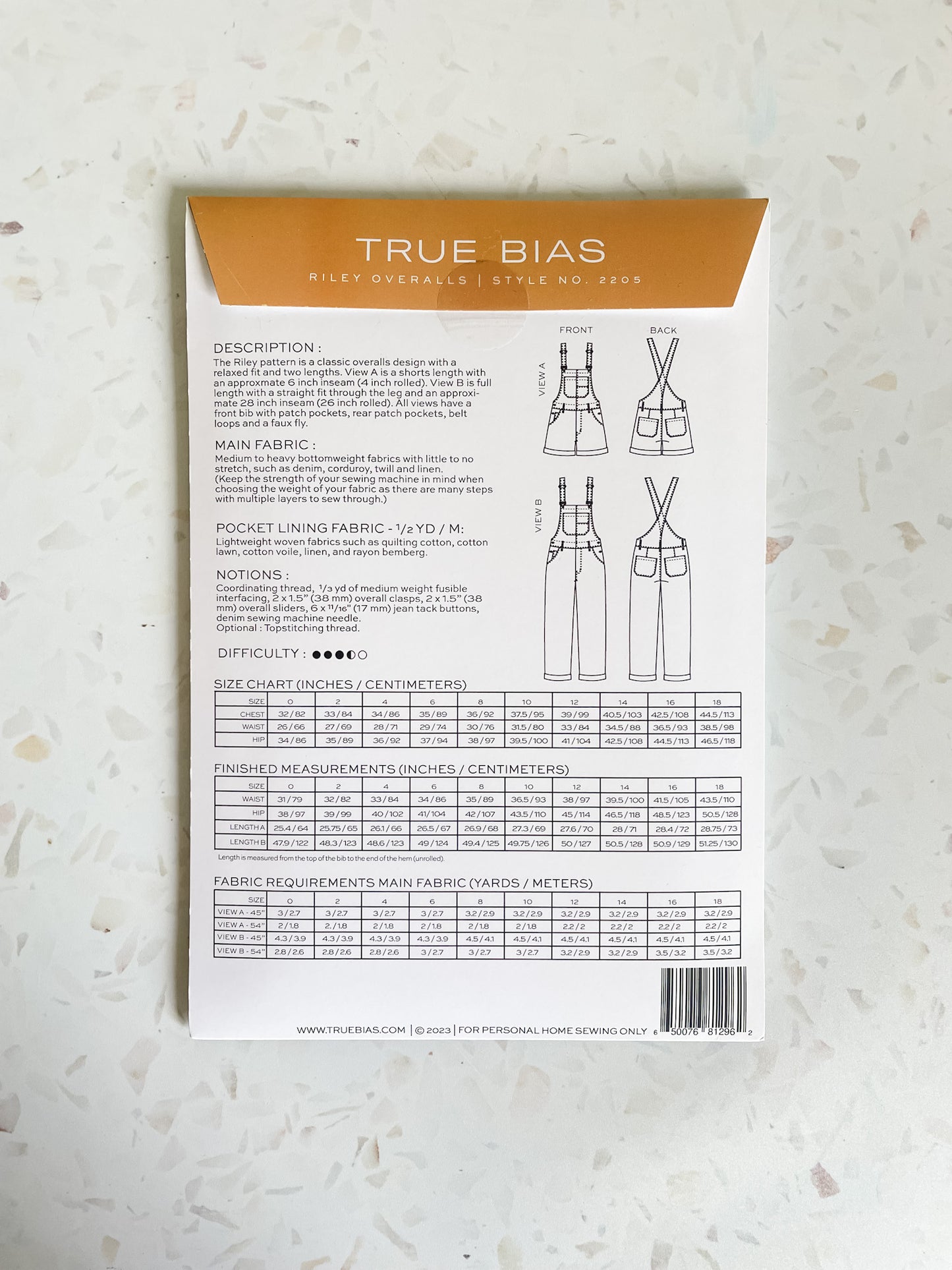Riley Overalls by True Bias | Printed Pattern