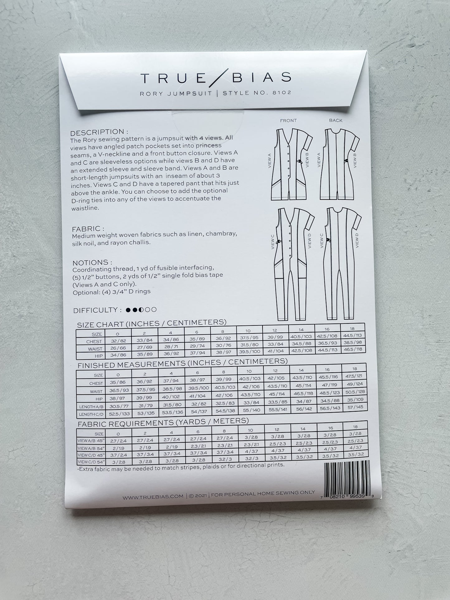 Rory Jumpsuit by True Bias | Printed Pattern