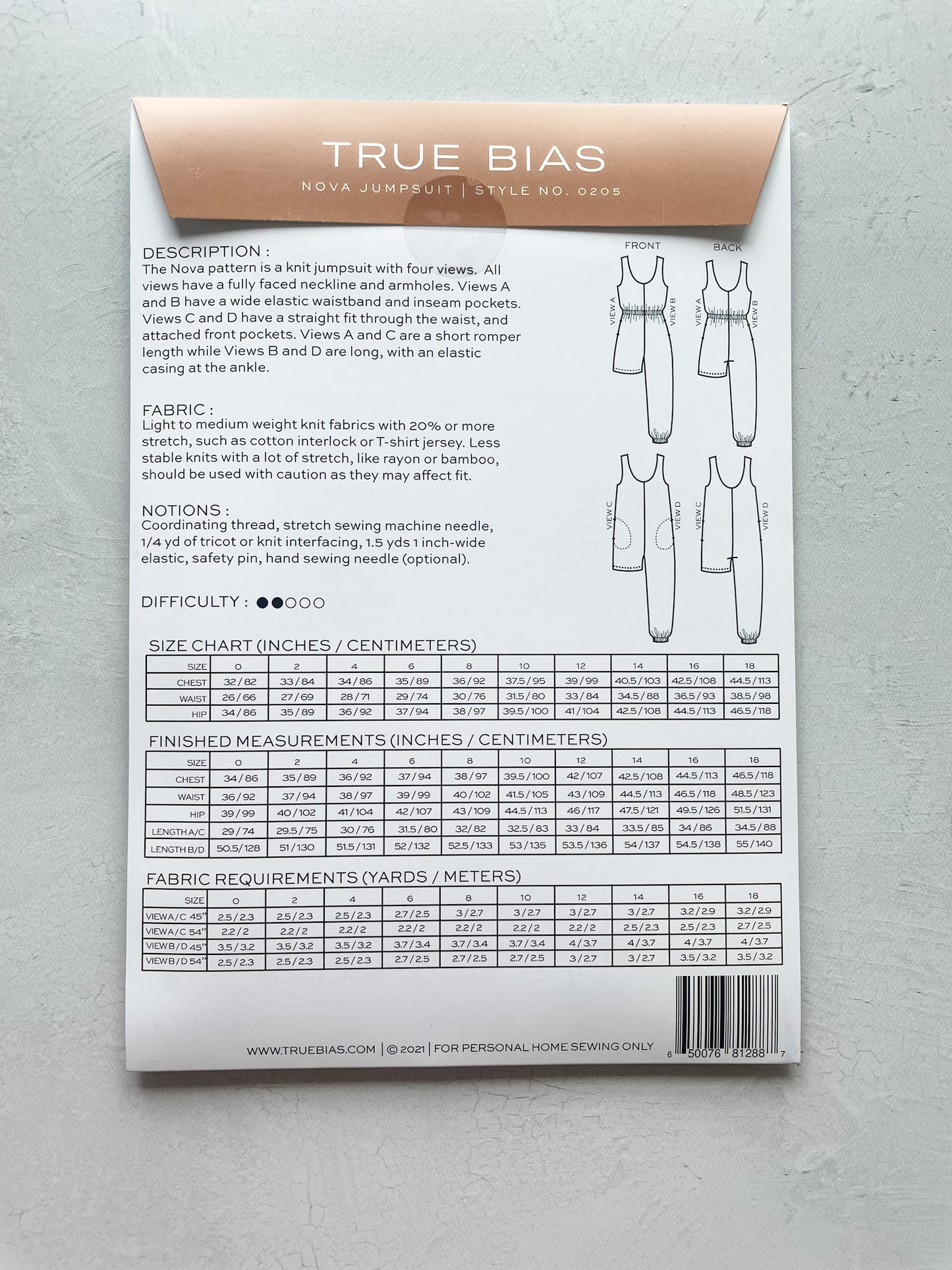 Nova Jumpsuit by True Bias | Printed Pattern