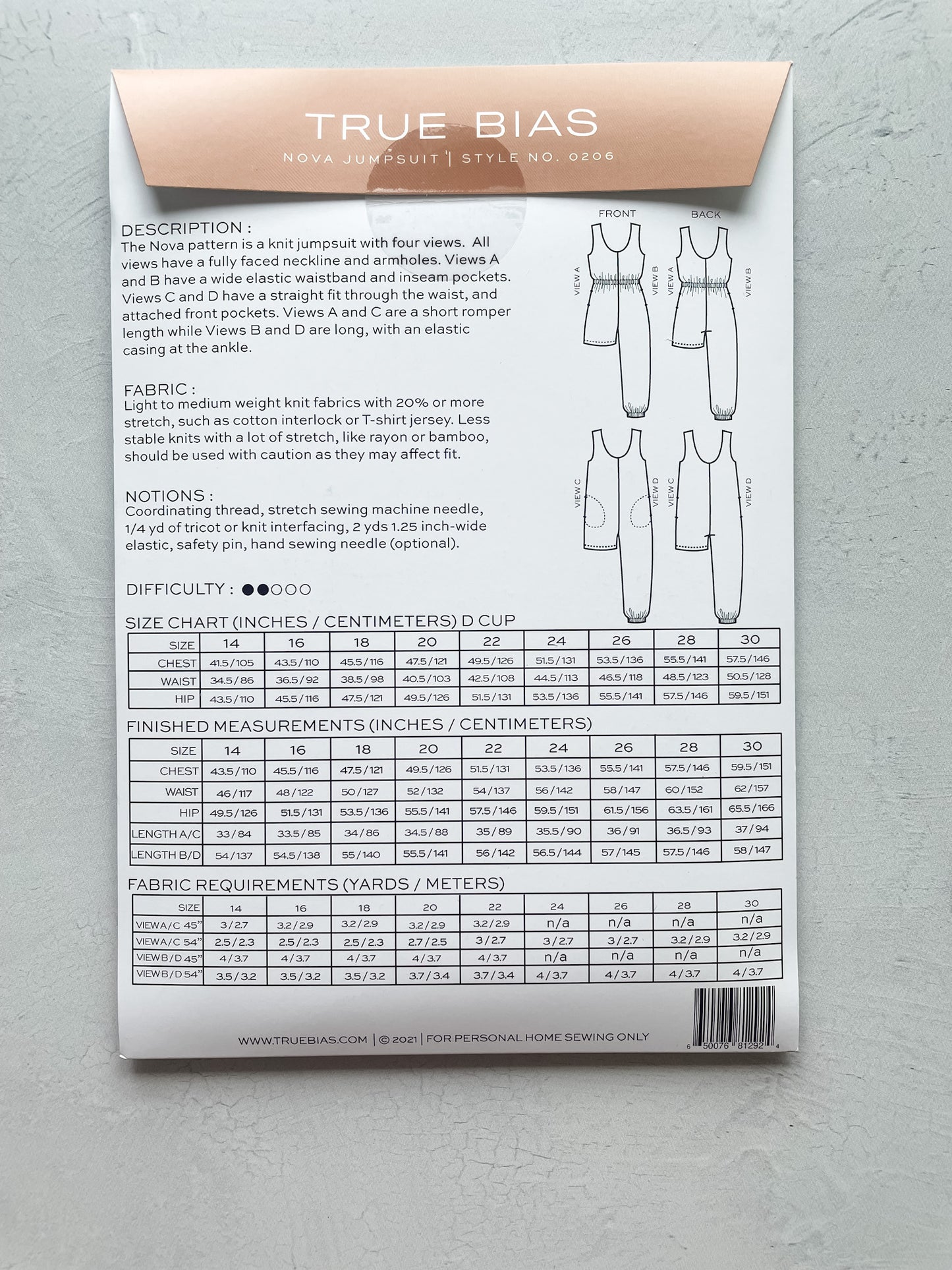 Nova Jumpsuit by True Bias | Printed Pattern