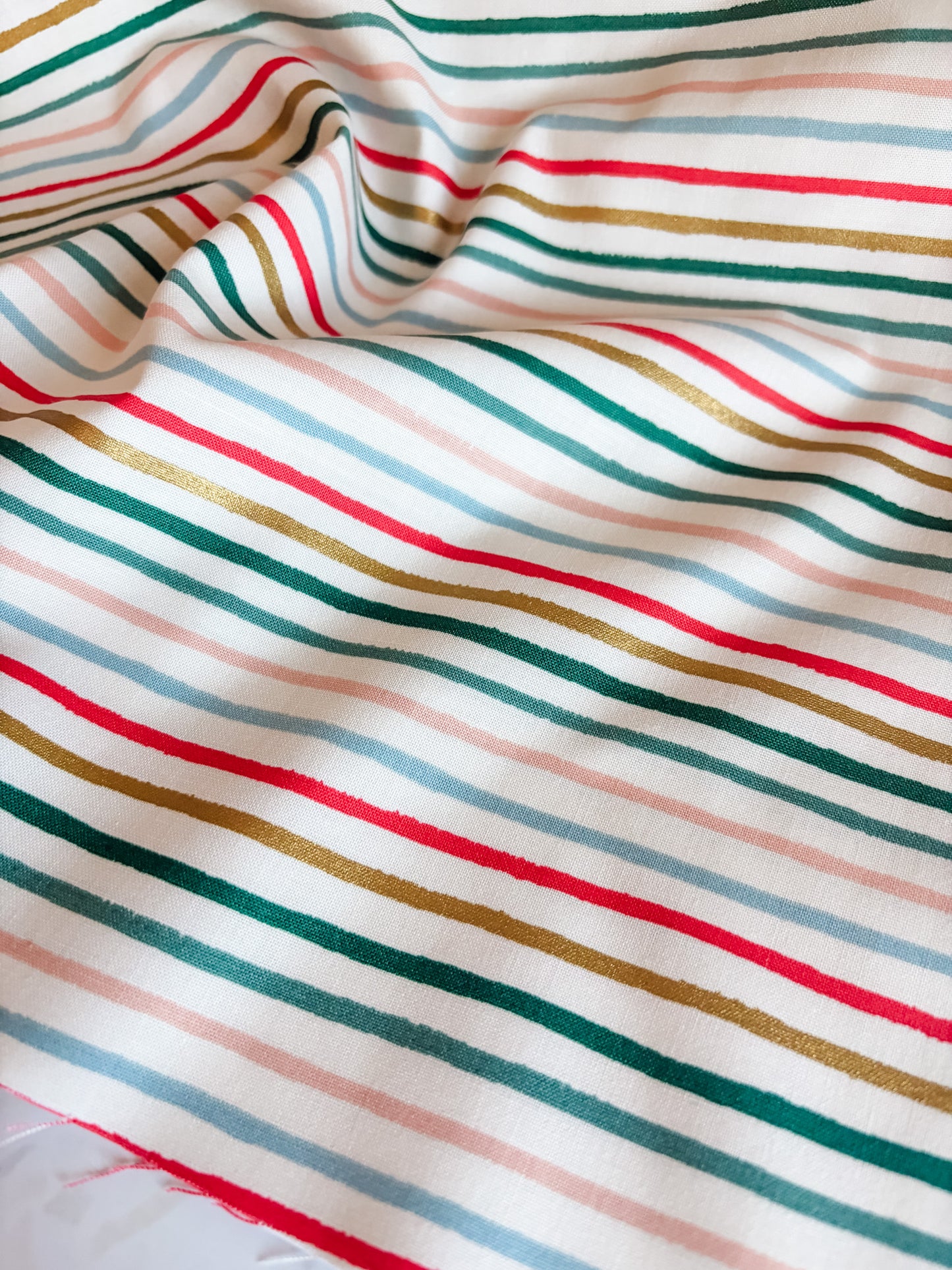 Holiday Classics Festive Stripe Cotton Fabric in Multi Metallic