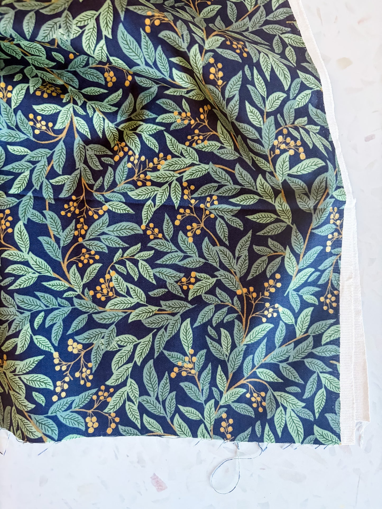 Holiday Classics Willowberry Cotton Fabric in Navy Metallic