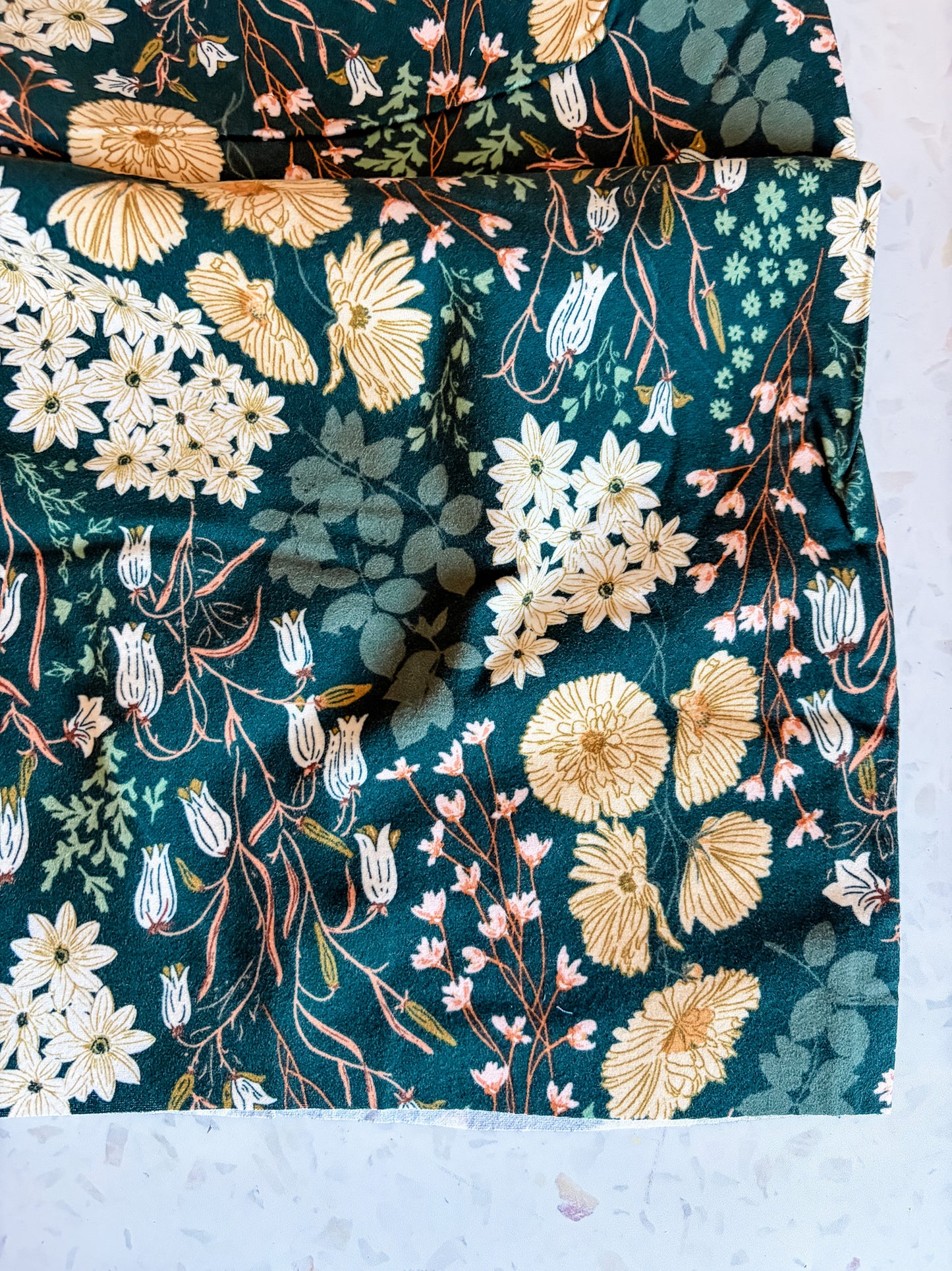 Buttercups Lark Flannel Fabric in Bluebells