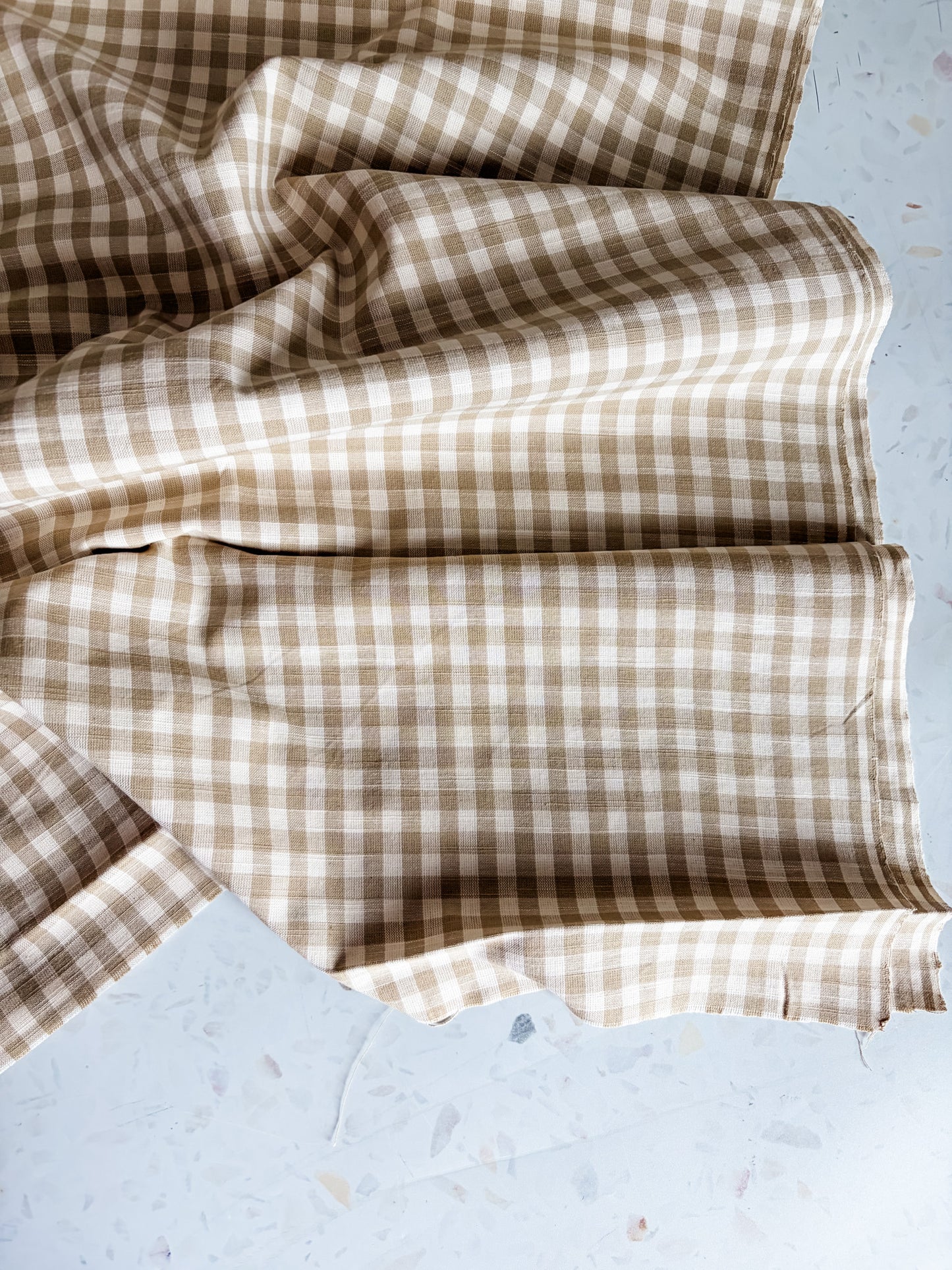 Classic Gingham Cotton Woven in Flax Seed