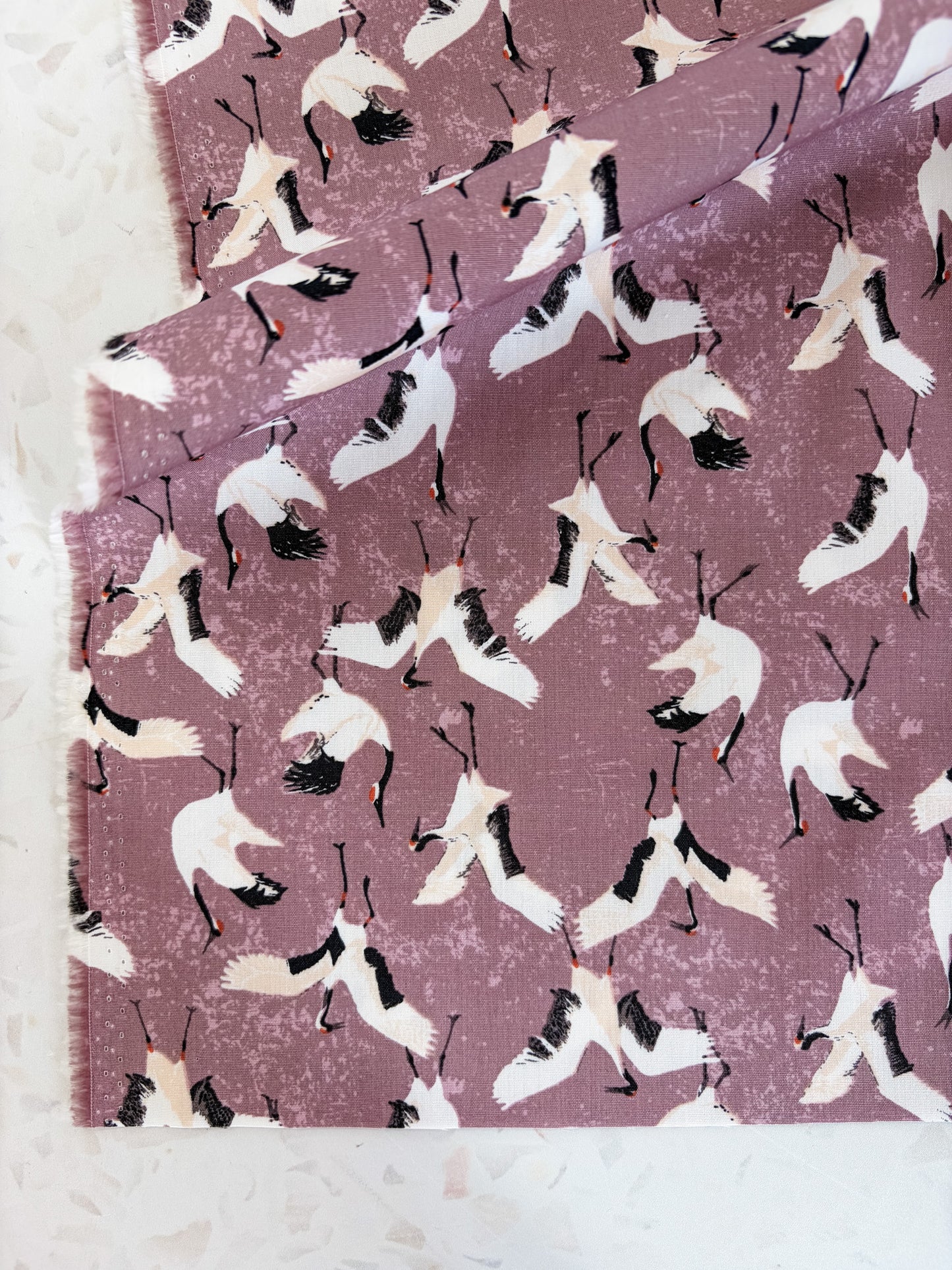 Dancing Cranes Quilting Cotton in Mineral