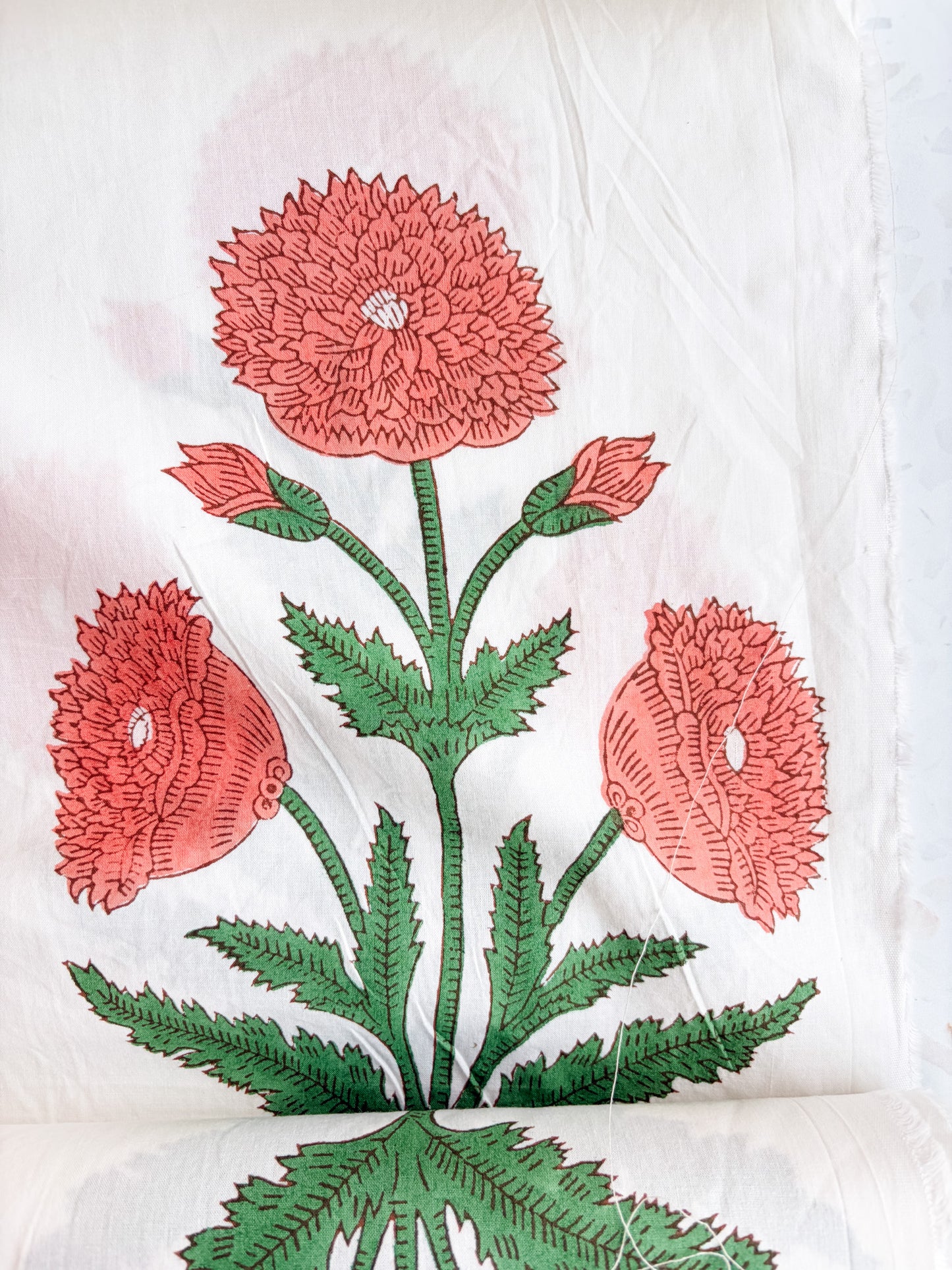 Fableism Block Print Cotton: Boho Floral in Sienna