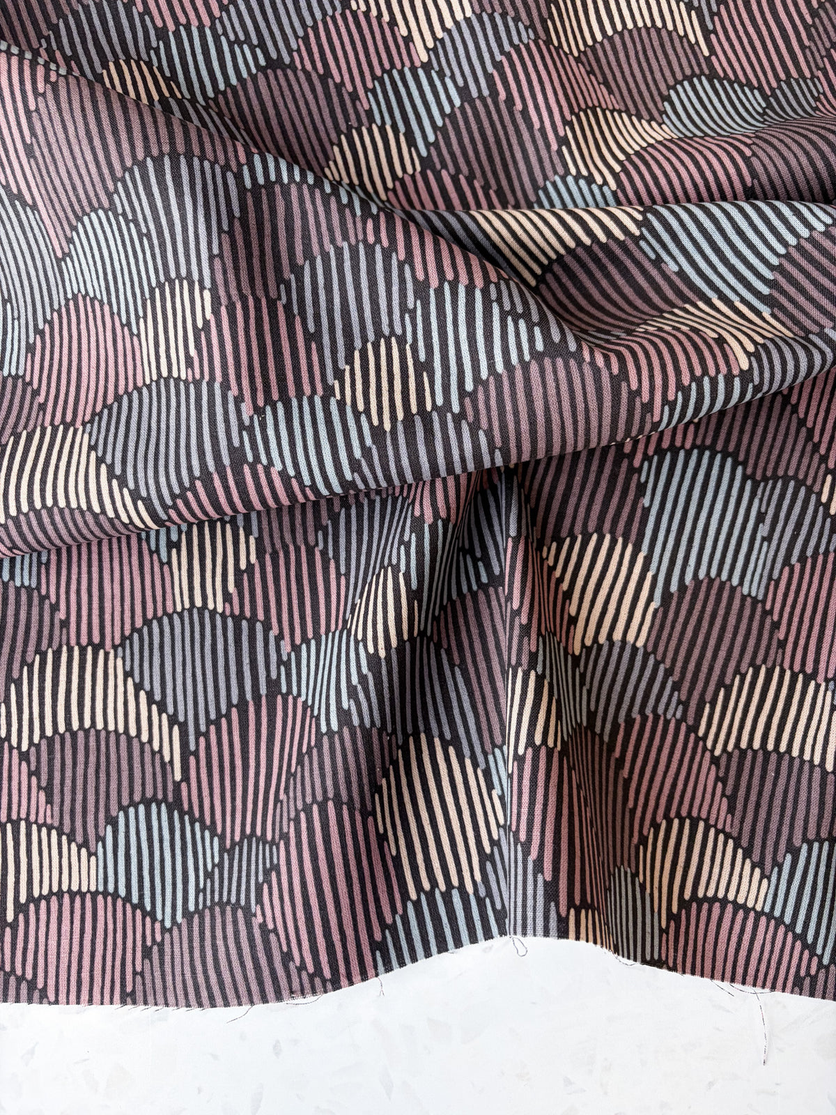 Pathway Cotton Linen Sheeting by Bookhou | Scallops in Black