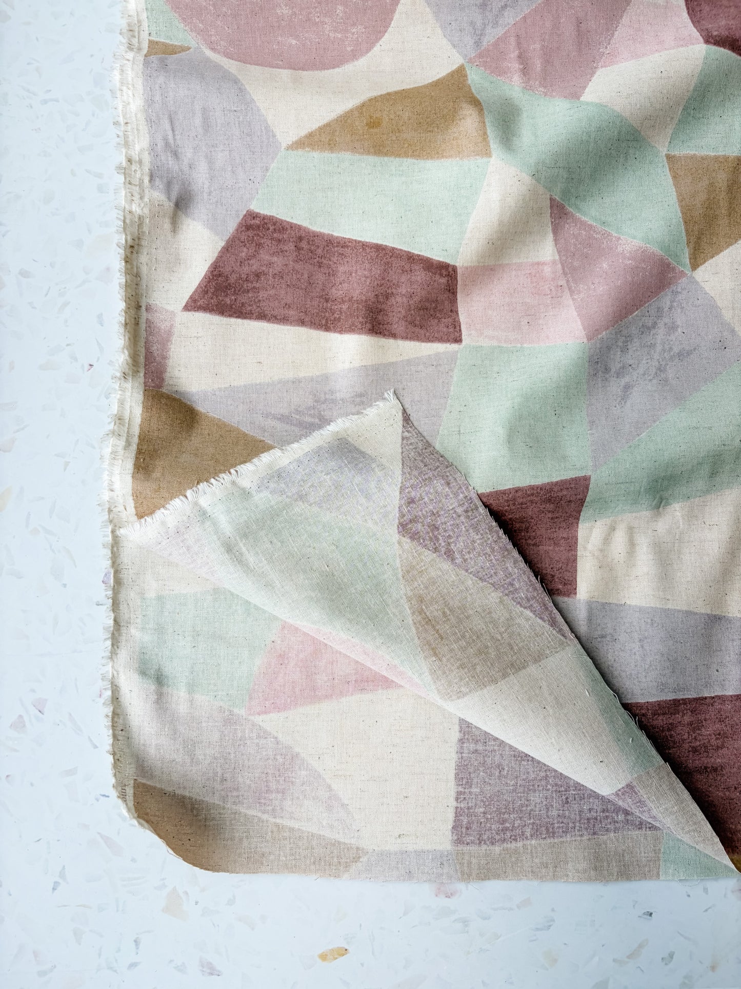 Pathway Cotton Linen Sheeting by Bookhou | Shapes in Pink Beige