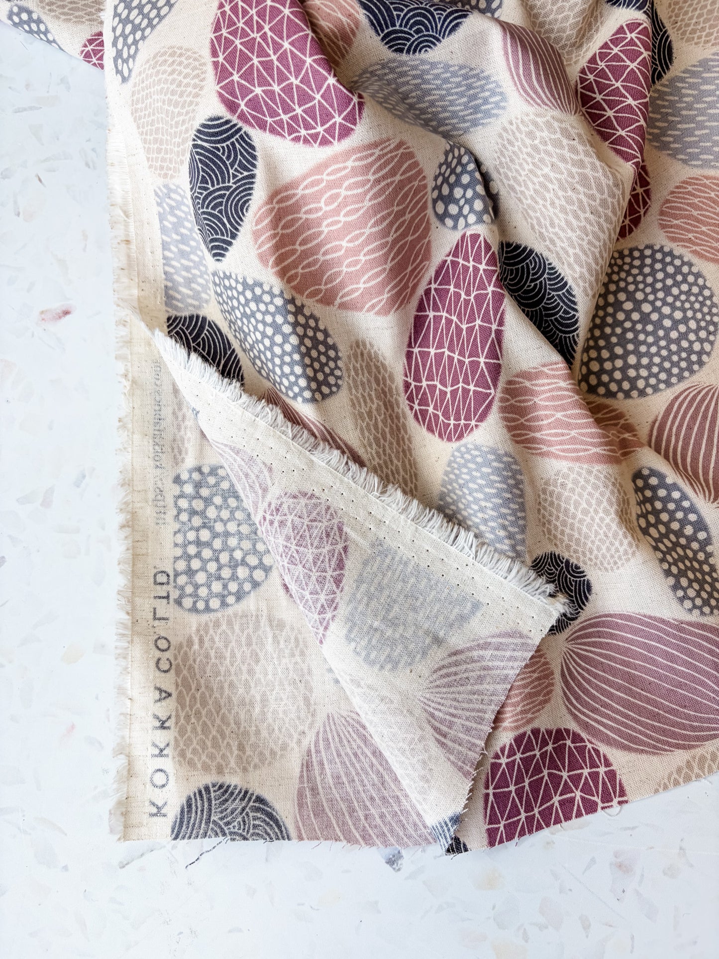 Pathway Cotton Linen Sheeting by Bookhou | Stones in Purple Red