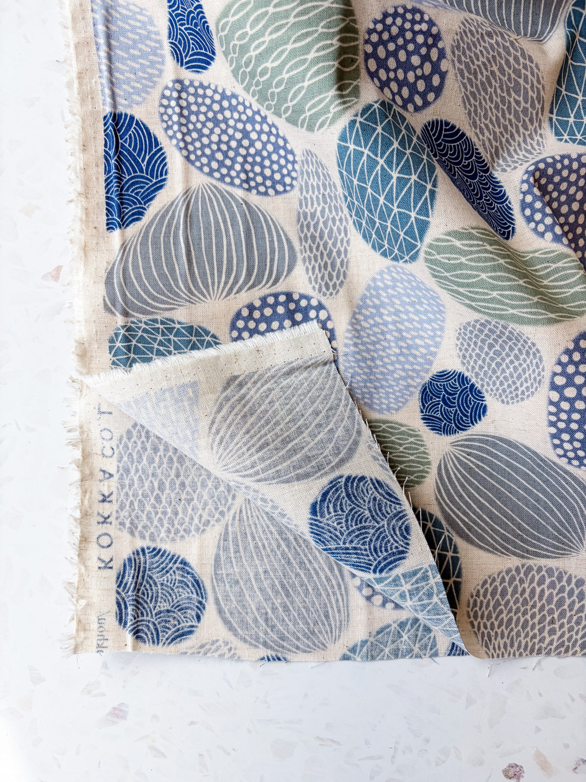 Pathway Cotton Linen Sheeting by Bookhou | Stones in Blue