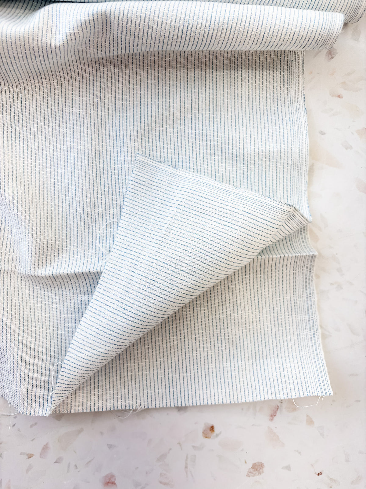 Top-Stitched Cotton Woven | Heritage Stitch in Blue Mist