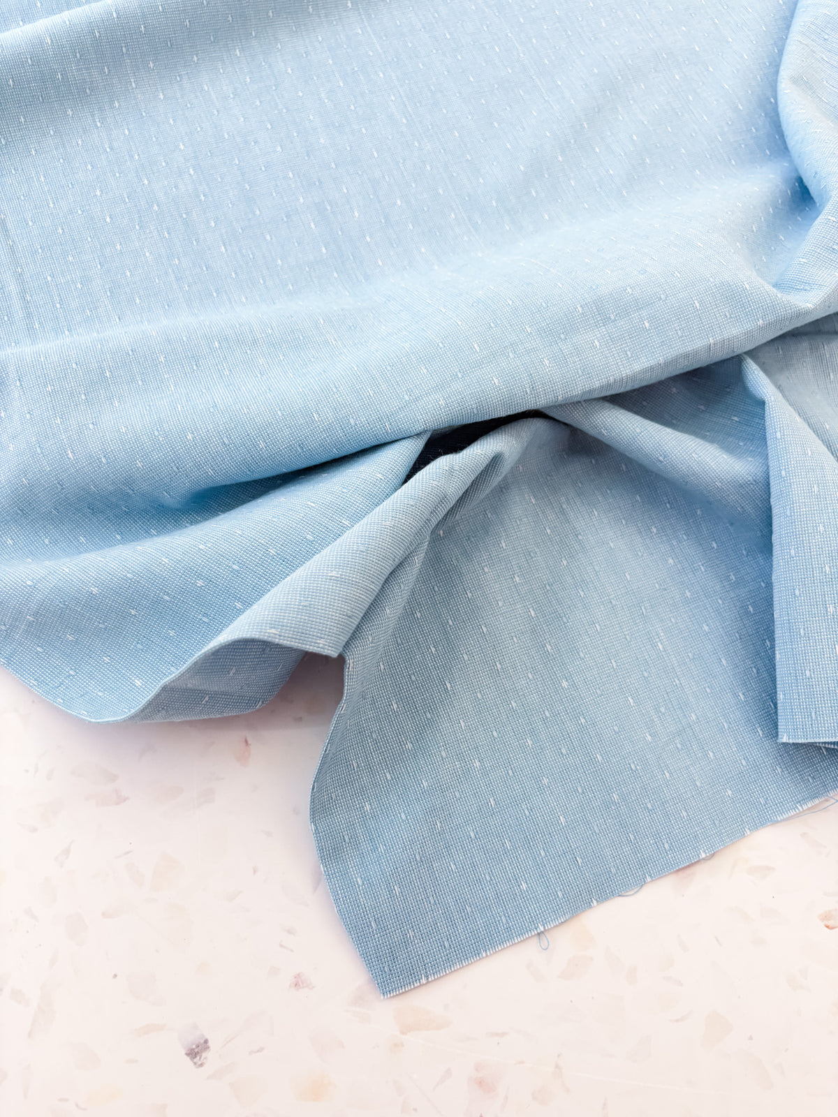 Top-Stitched Cotton Woven | Sun Stitch in Blue Skies