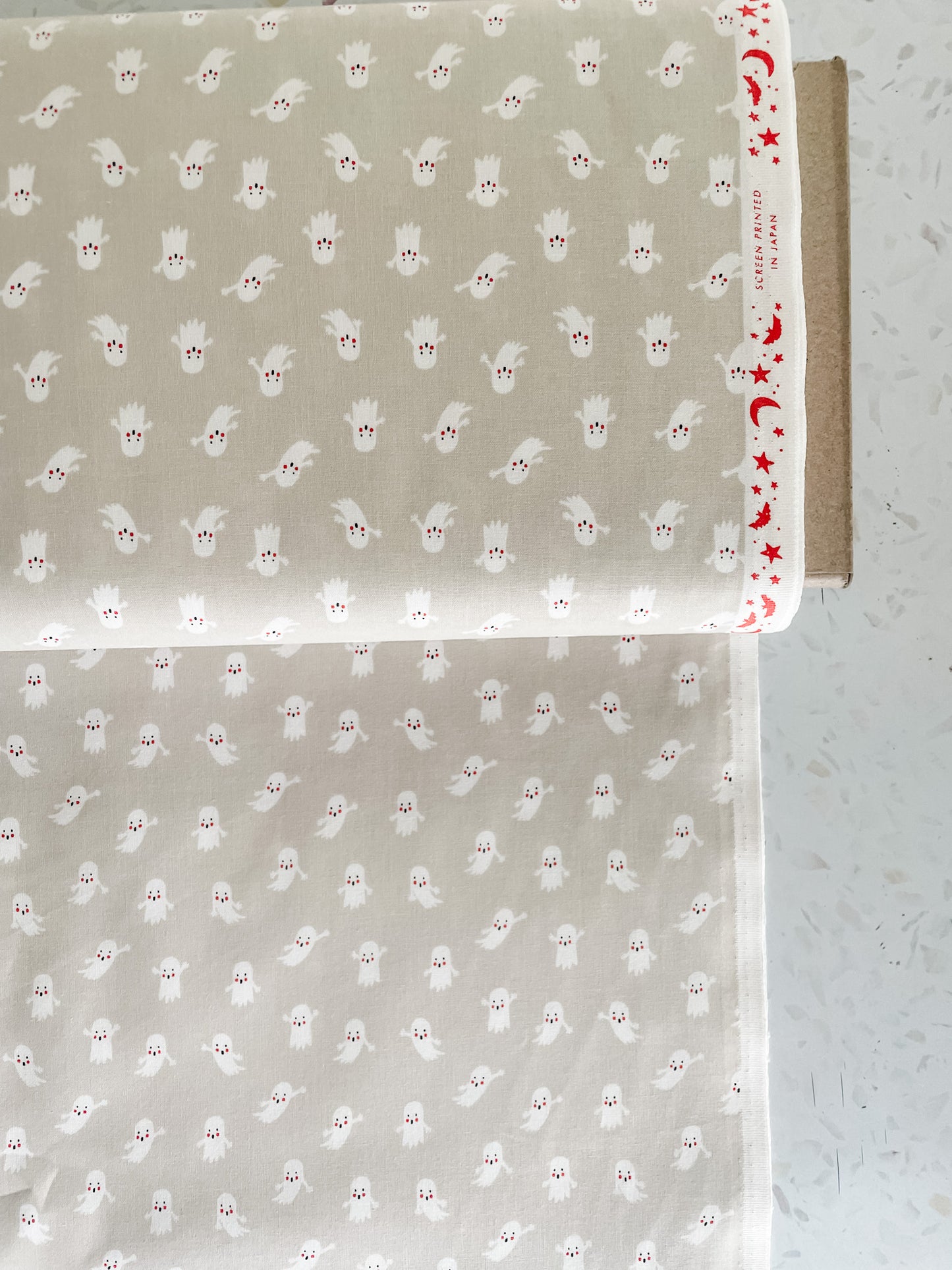 Ghosties Cotton Fabric – White