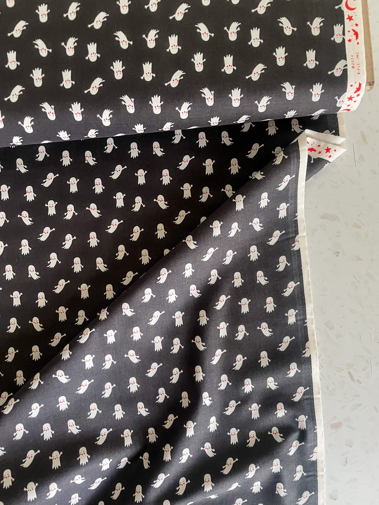 Ghosties Cotton Fabric – Black