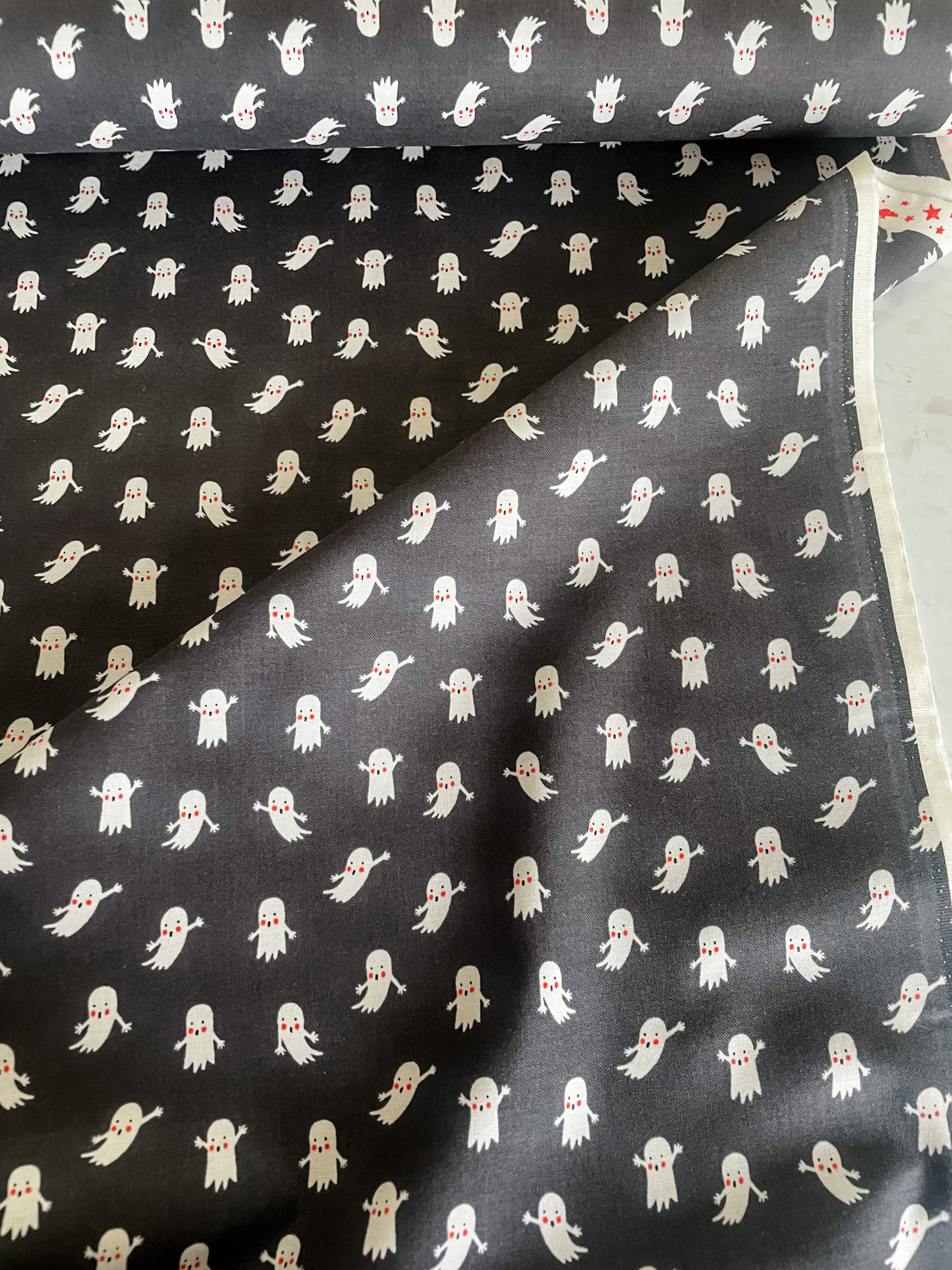 Ghosties Cotton Fabric – Black