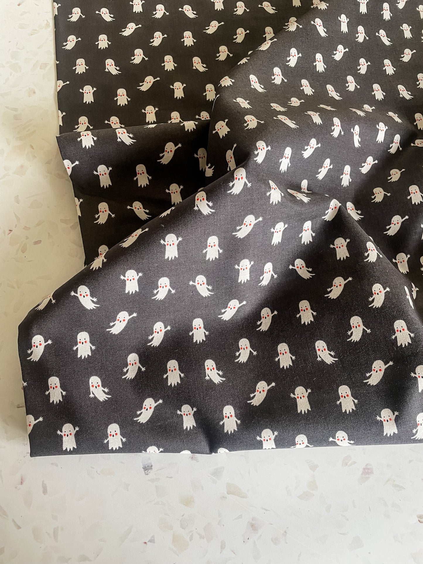 Ghosties Cotton Fabric – Black