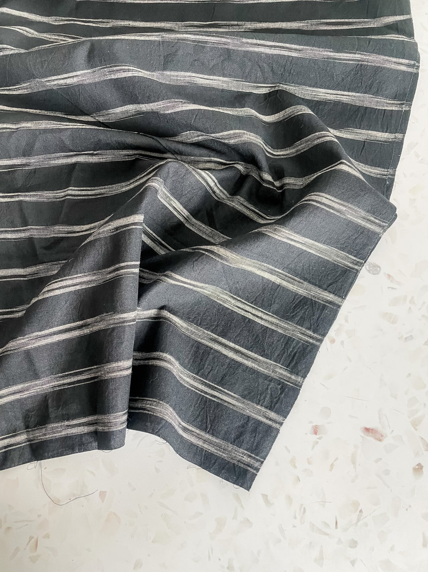Black Ikat Stripe Handloom Cotton