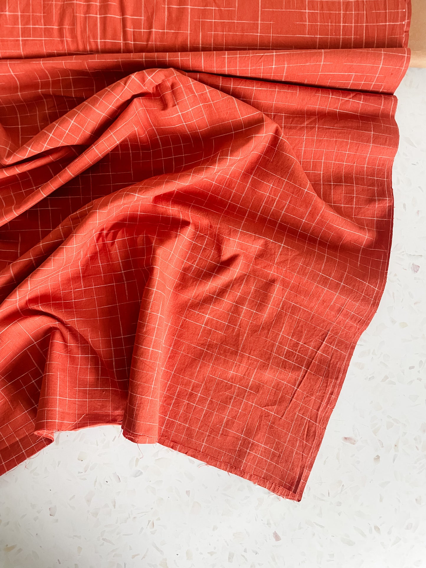 Disappearing Check Handloom Cotton – Cinnamon