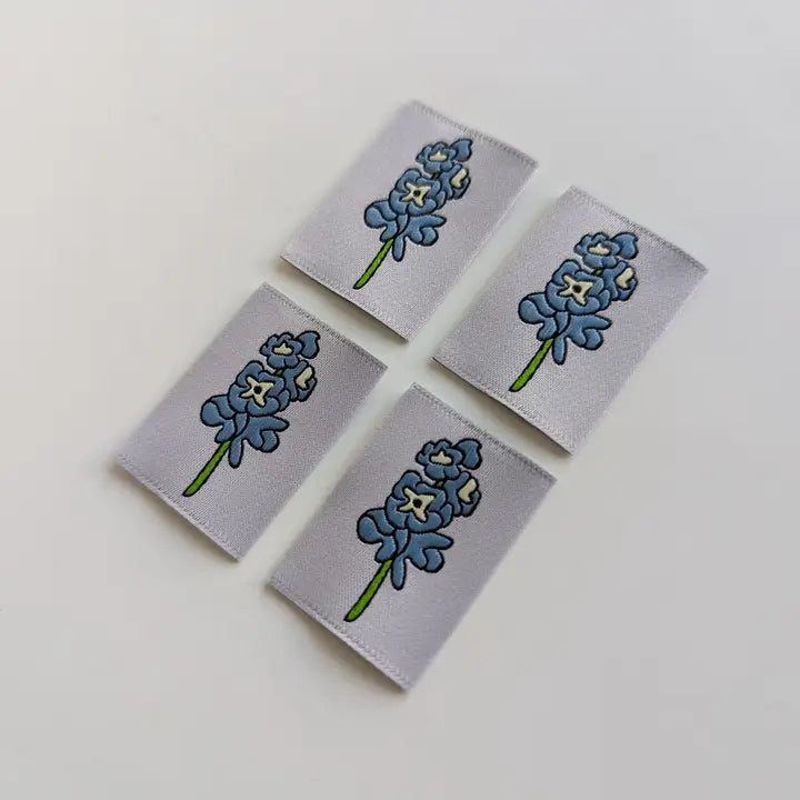 Garment Labels: July Birth Flowers - Delphiniums