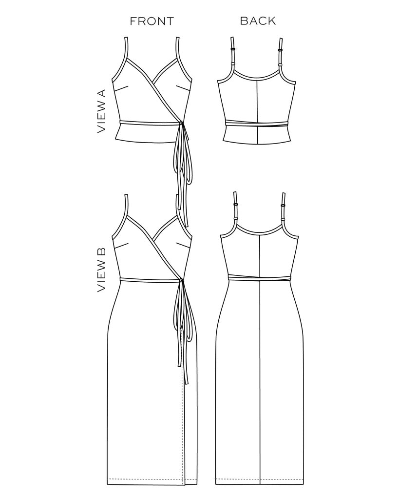 Calvin Wrap Dress & Top by True Bias | Printed Pattern