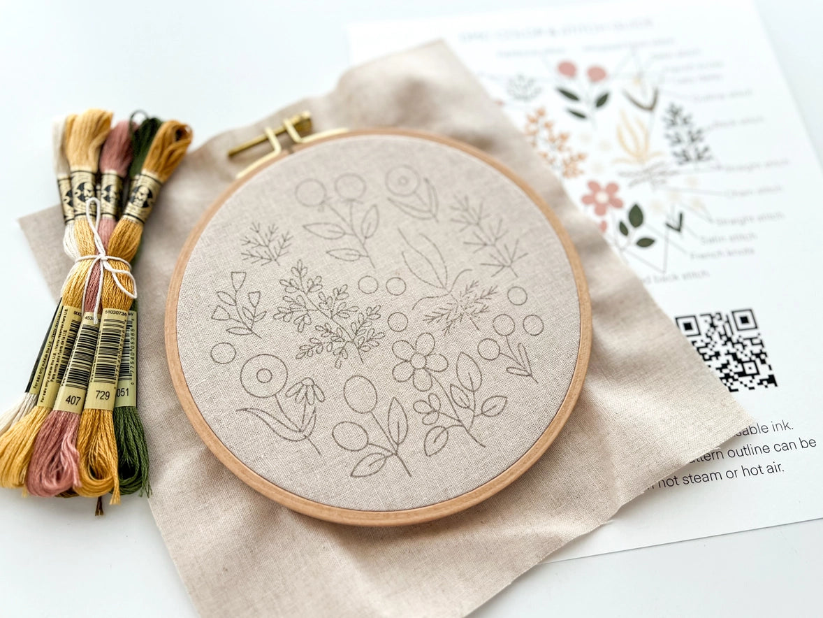 Vintage Wildflowers Embroidery Kit by Matryoshka Doll Shop