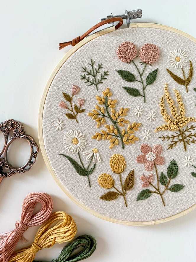 Vintage Wildflowers Embroidery Kit by Matryoshka Doll Shop