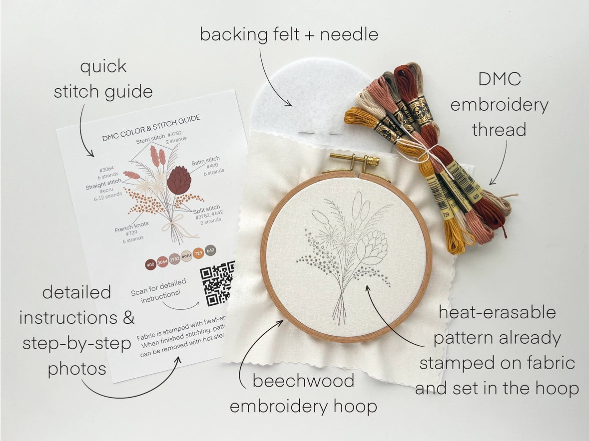 Dried Flowers Bouquet Embroidery Kit by Matryoshka Doll Shop