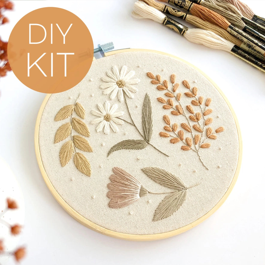 Muted Florals Embroidery Kit by Matryoshka Doll Shop