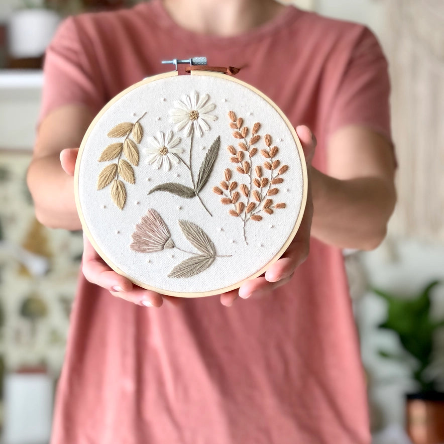 Muted Florals Embroidery Kit by Matryoshka Doll Shop