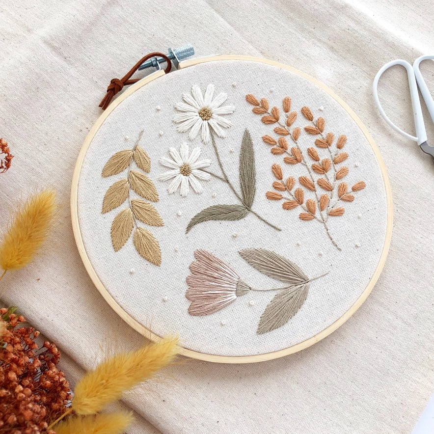 Muted Florals Embroidery Kit by Matryoshka Doll Shop