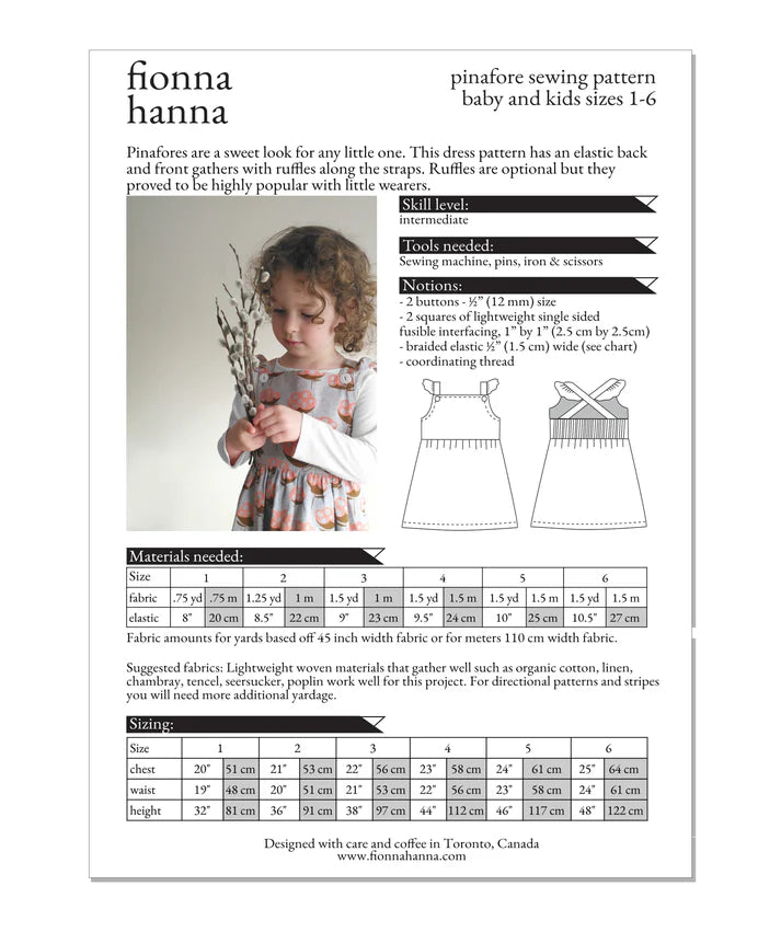 Pinafore Ruffle Dress Pattern by Fionna Hanna | Printed Pattern