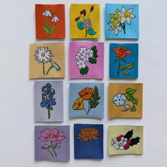 Garment Labels: Yearly Birth Flowers Variety Pack