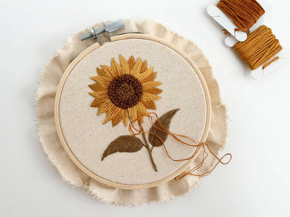 Sunflower Embroidery Kit by Matryoshka Doll Shop