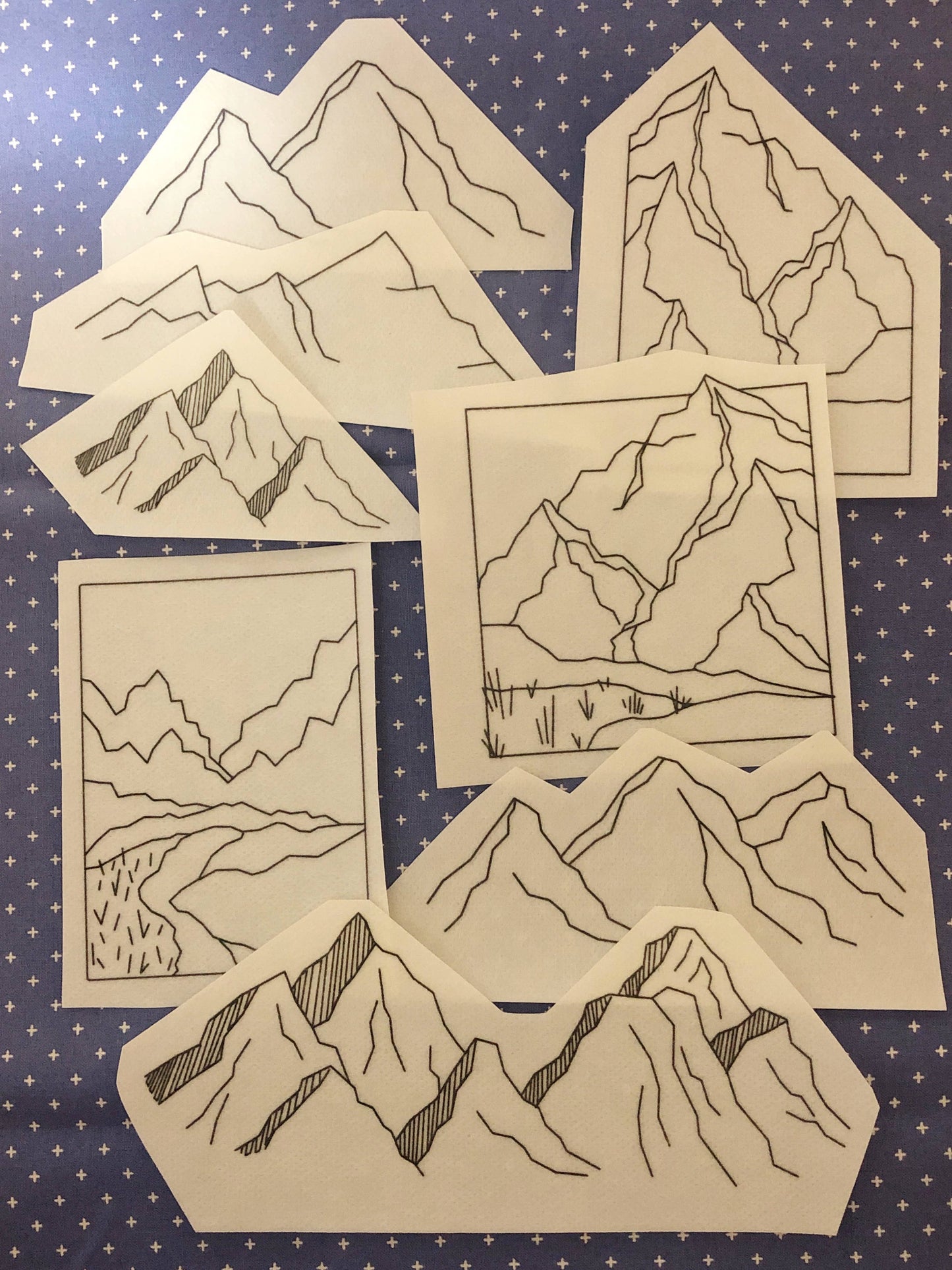 Mountains Hand Embroidery - Peel Stick & Stitch Patterns