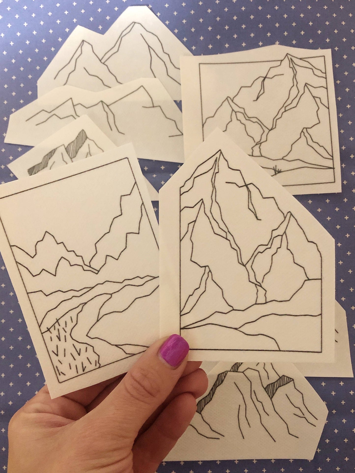 Mountains Hand Embroidery - Peel Stick & Stitch Patterns