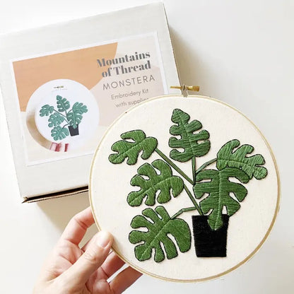 Monstera Embroidery Kit by Mountains of Thread