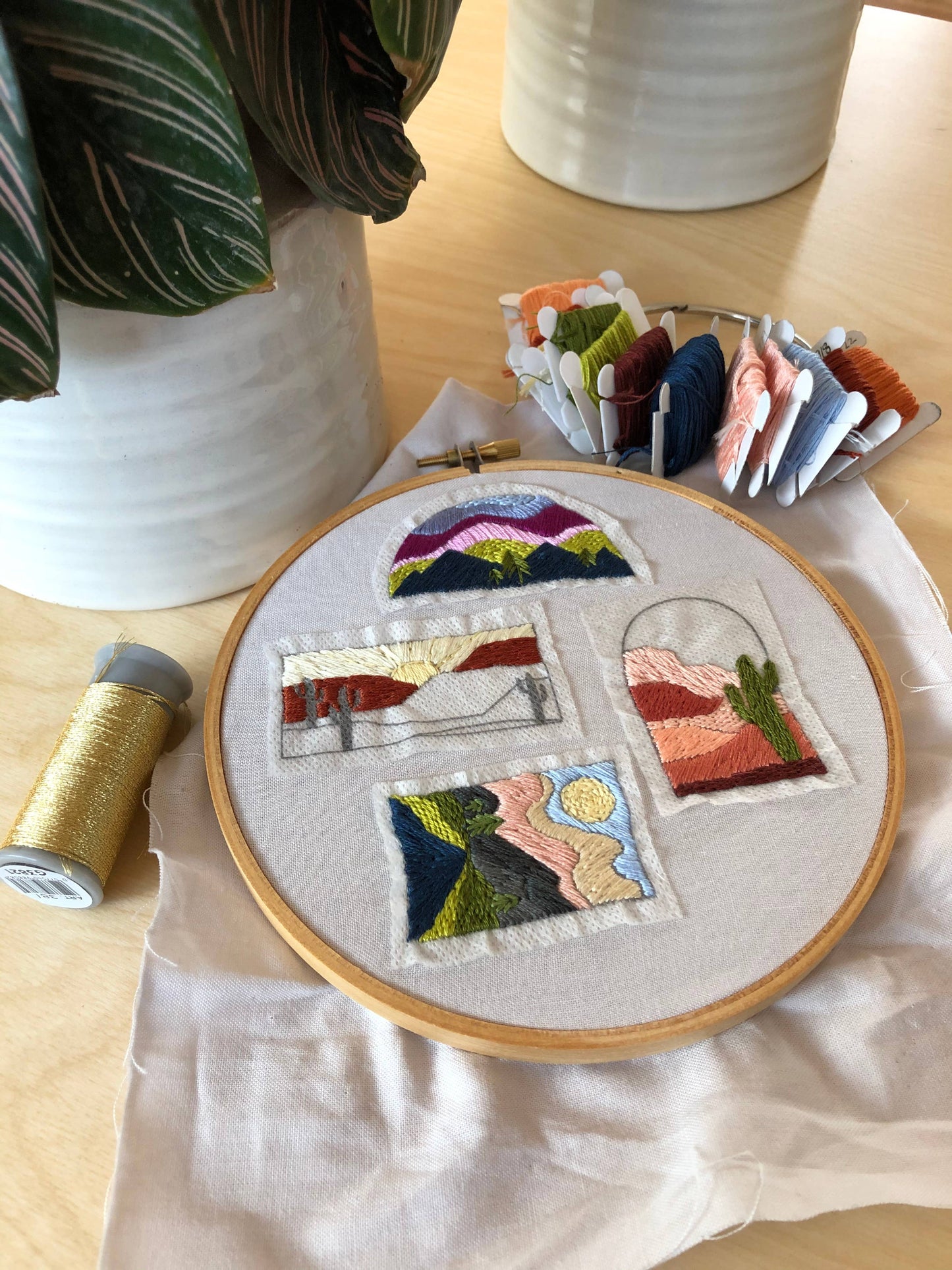 Landscape Hand Embroidery - Peel Stick & Stitch Patterns