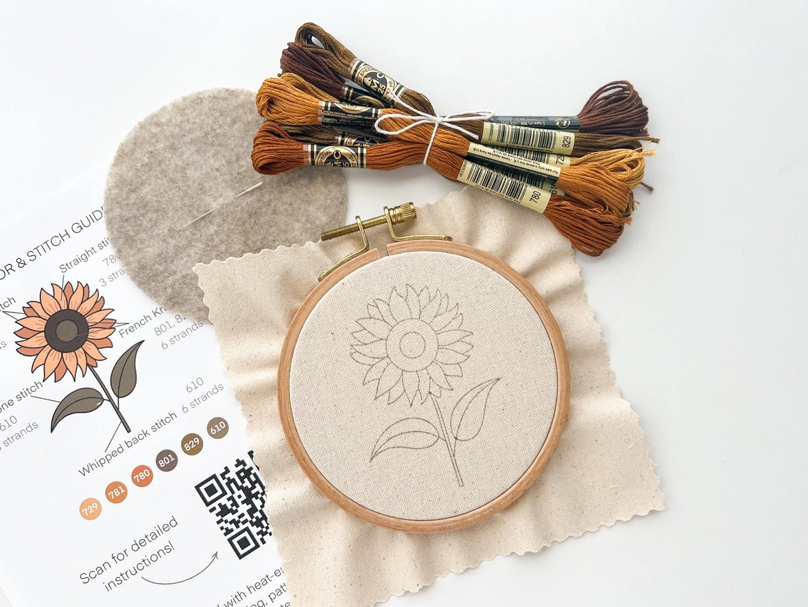 Sunflower Embroidery Kit by Matryoshka Doll Shop