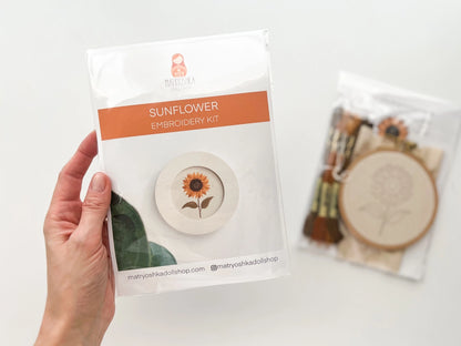 Sunflower Embroidery Kit by Matryoshka Doll Shop