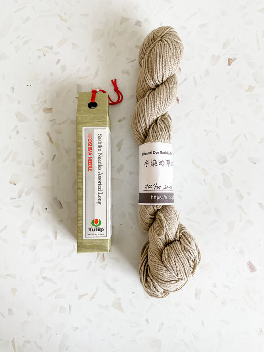 Hand Dyed Sashiko Thread + Needle Bundle