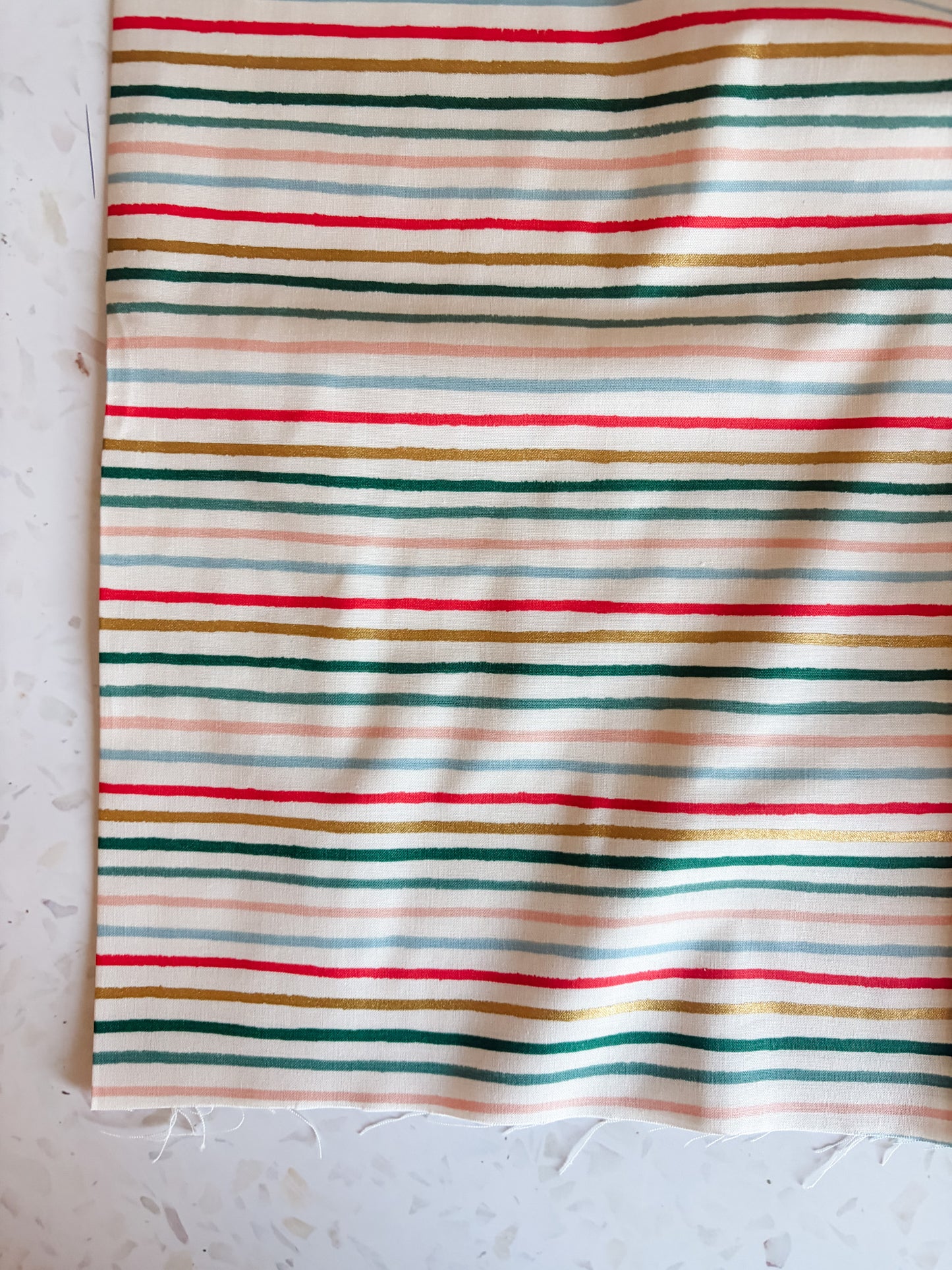 Holiday Classics Festive Stripe Cotton Fabric in Multi Metallic