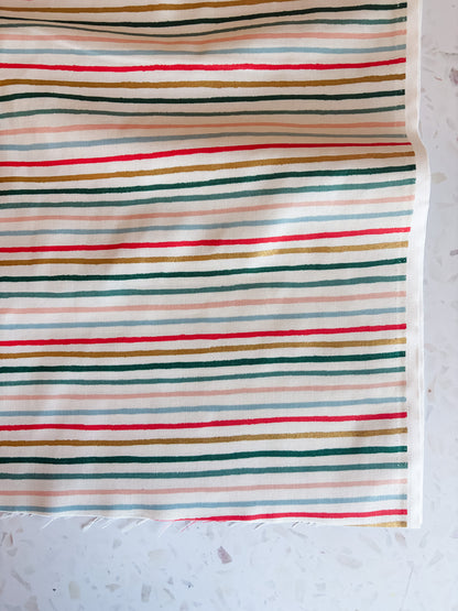 Holiday Classics Festive Stripe Cotton Fabric in Multi Metallic