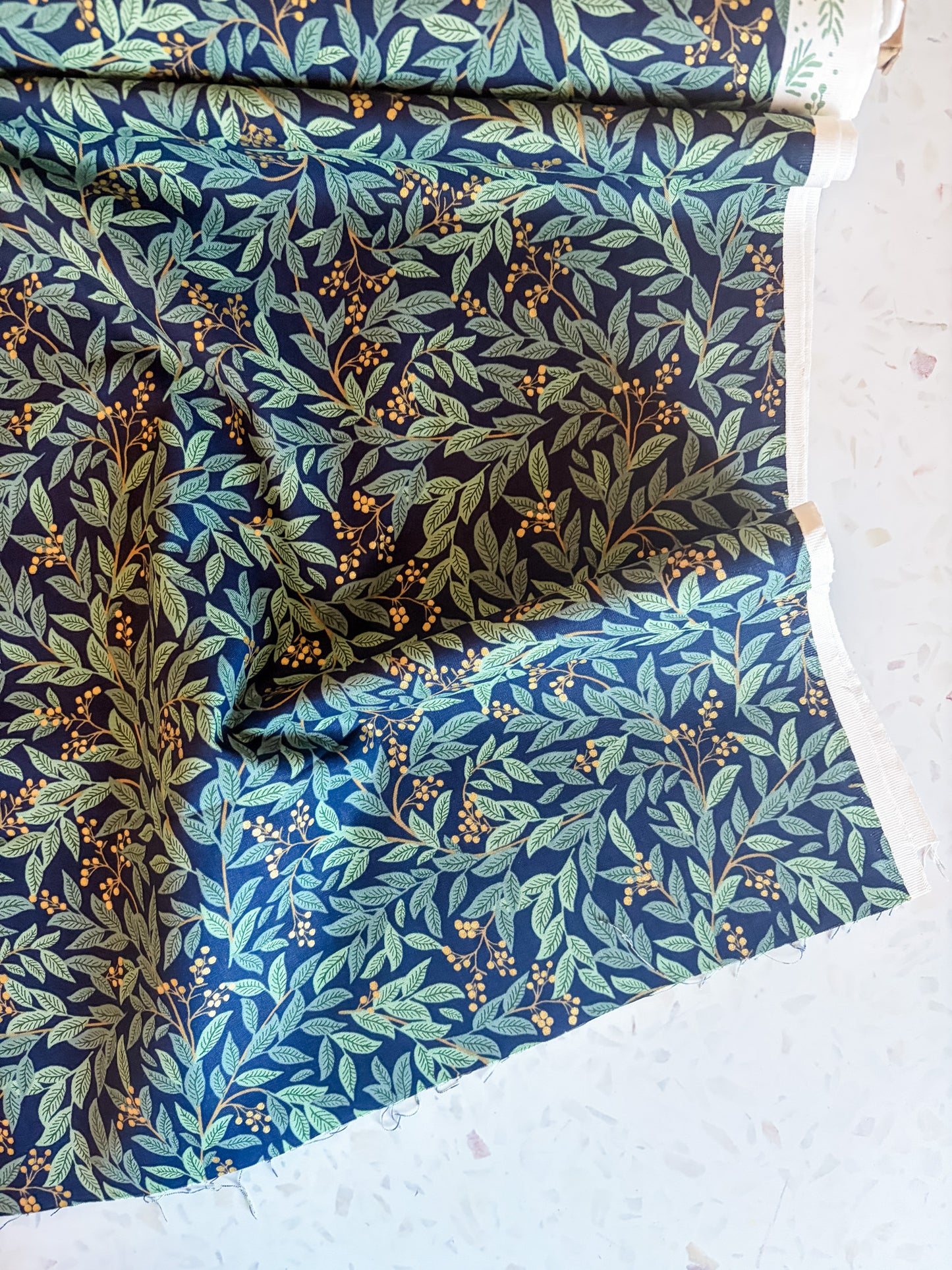 Holiday Classics Willowberry Cotton Fabric in Navy Metallic