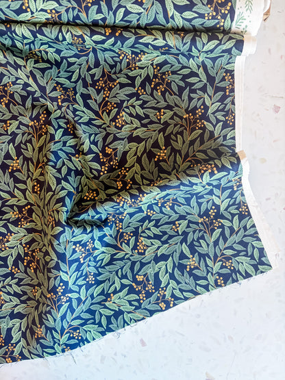 Holiday Classics Willowberry Cotton Fabric in Navy Metallic