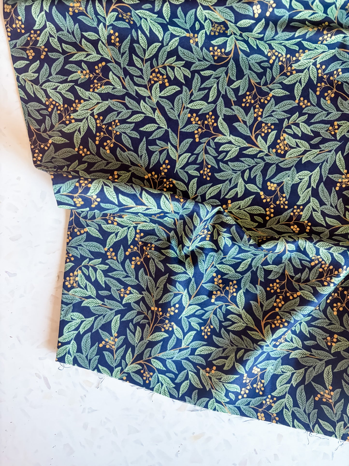 Holiday Classics Willowberry Cotton Fabric in Navy Metallic